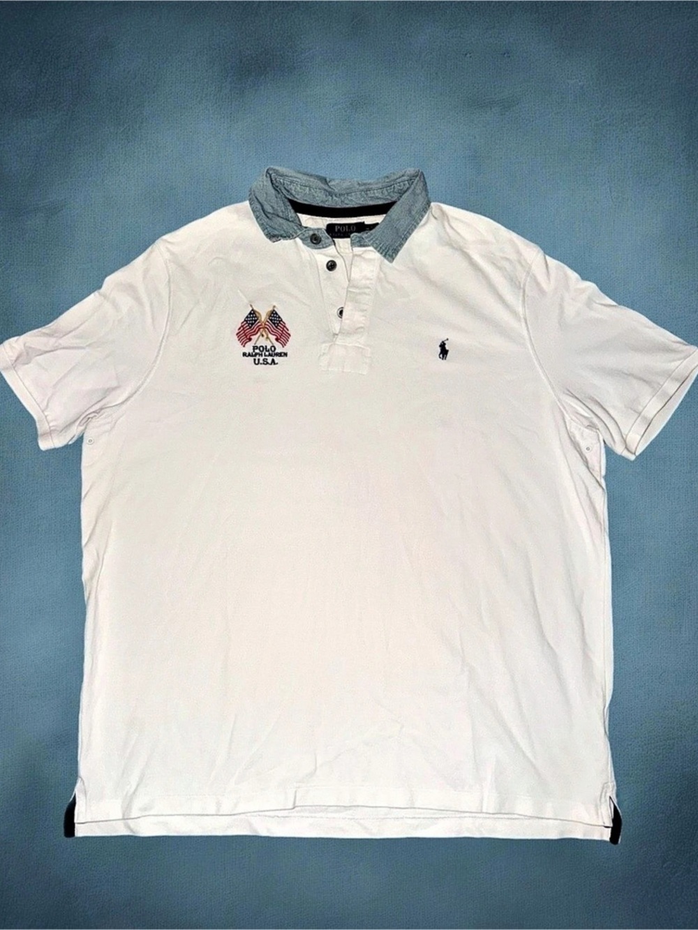Polo Ralph Lauren USA denim Collar Polo Shirt size XXL